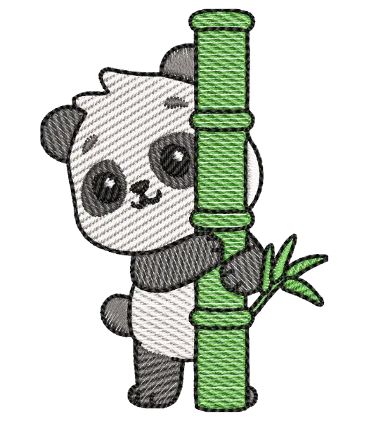 Matriz de Bordado Panda Abraçando Bambu